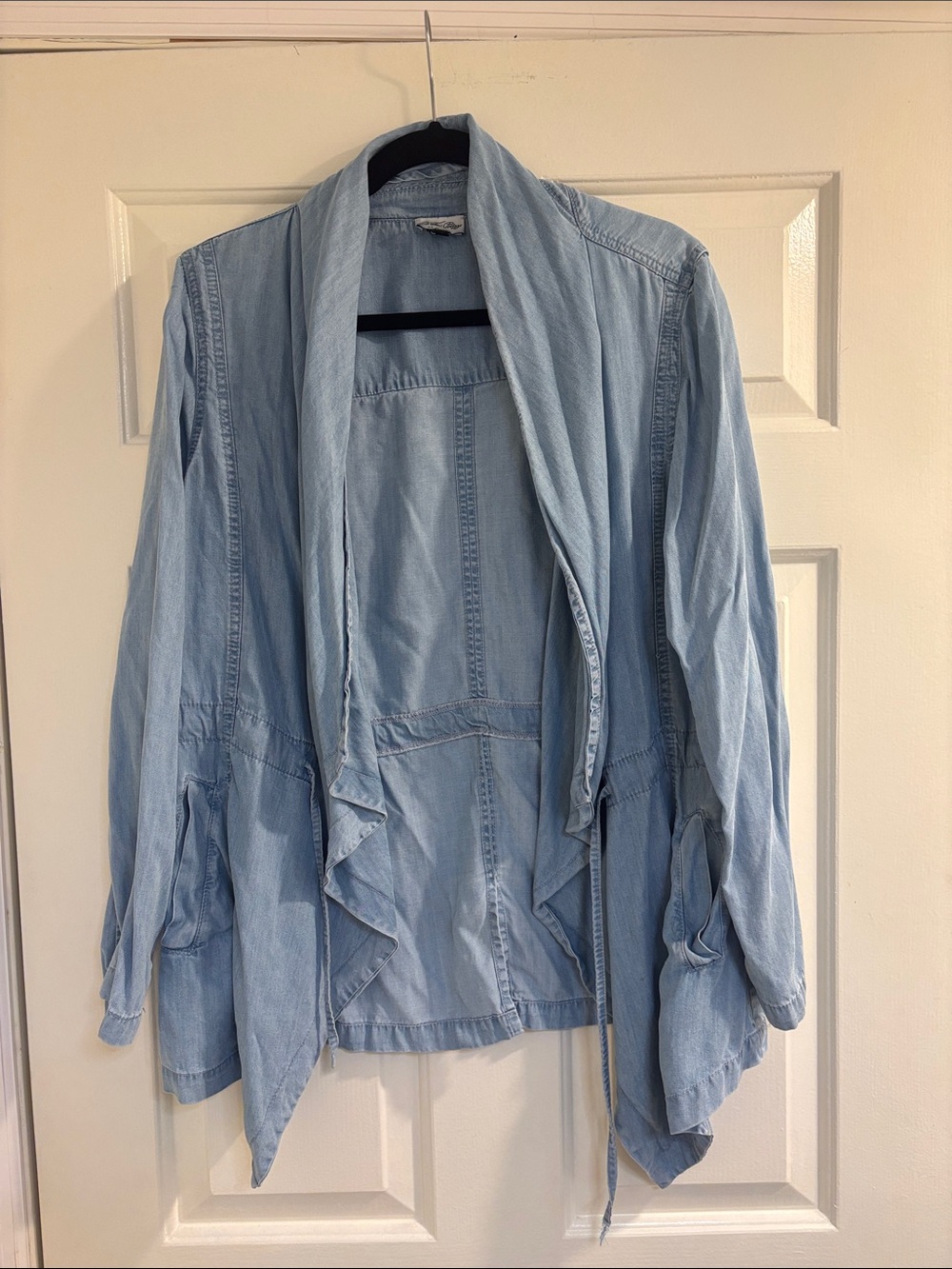 Tasha Polizzi Light Blue Draped Jean Jacket